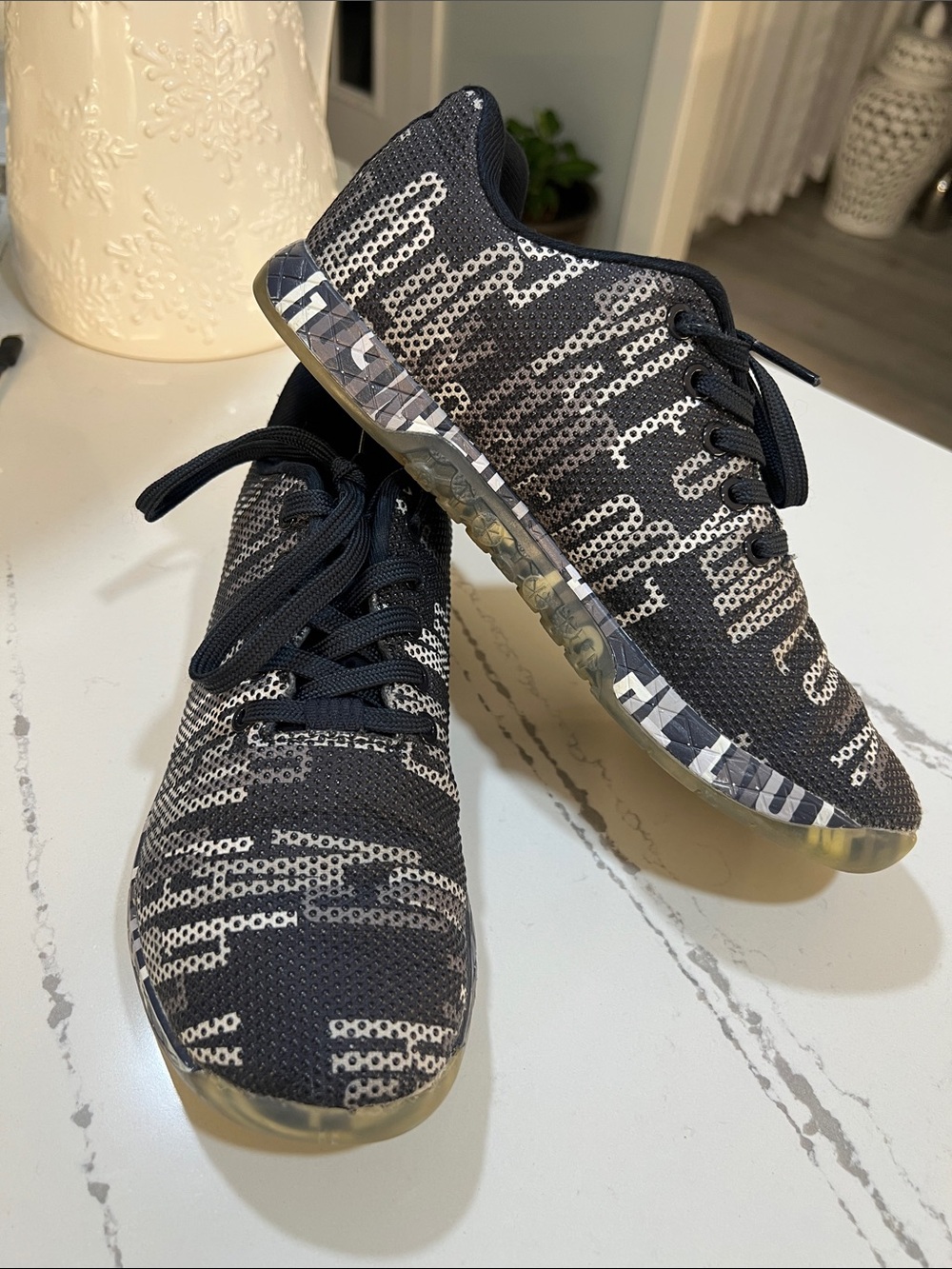 NOBULL Black and White Knit Training Shoes size W9